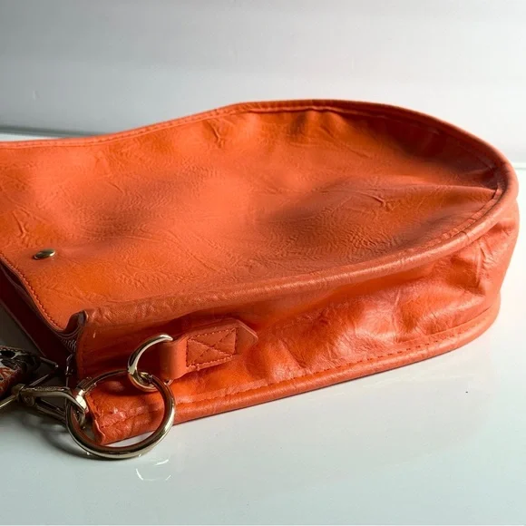 Ah • Adorned Orange Vegan Leather Shoulder Bag Boho Chic Crossbody Handbag - Picture 4 of 12